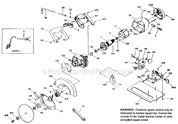 Page A Diagram and Parts List for 617 Type 2 Porter Cable Circular Saw